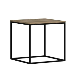Table d'appoint carrée décor bois noyer structure métal JENA