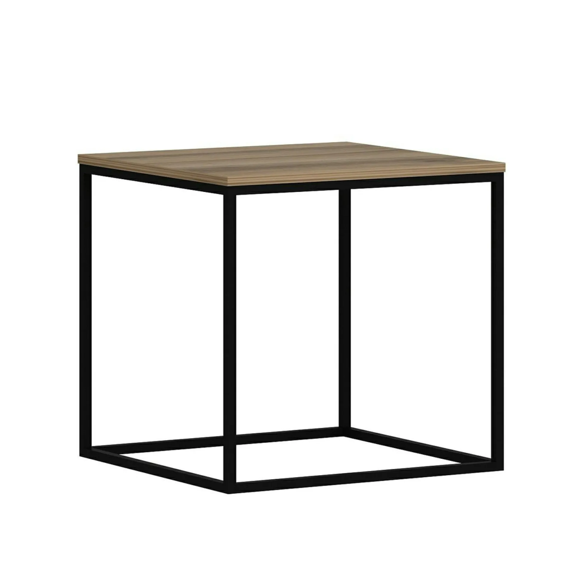 Table d'appoint carrée décor bois noyer structure métal JENA
