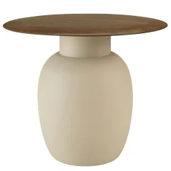 Table d'appoint 48 cm plateau en manguier pied ivoire TOSCA