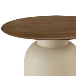 Table d'appoint 48 cm plateau en manguier pied ivoire TOSCA
