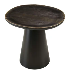 Table d'appoint 45 cm plateau en manguier émaillé pied métal TOSCA