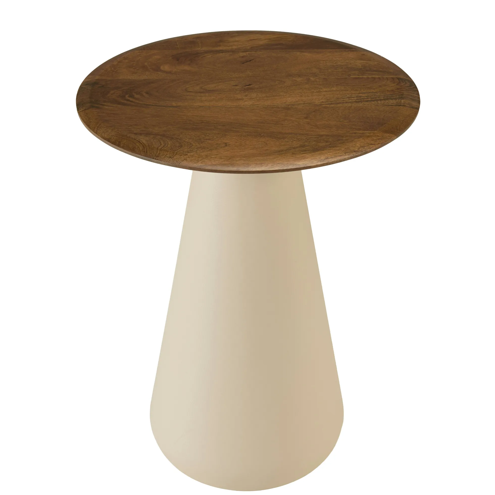 Table d'appoint 40 cm plateau en manguier pied ivoire TOSCA