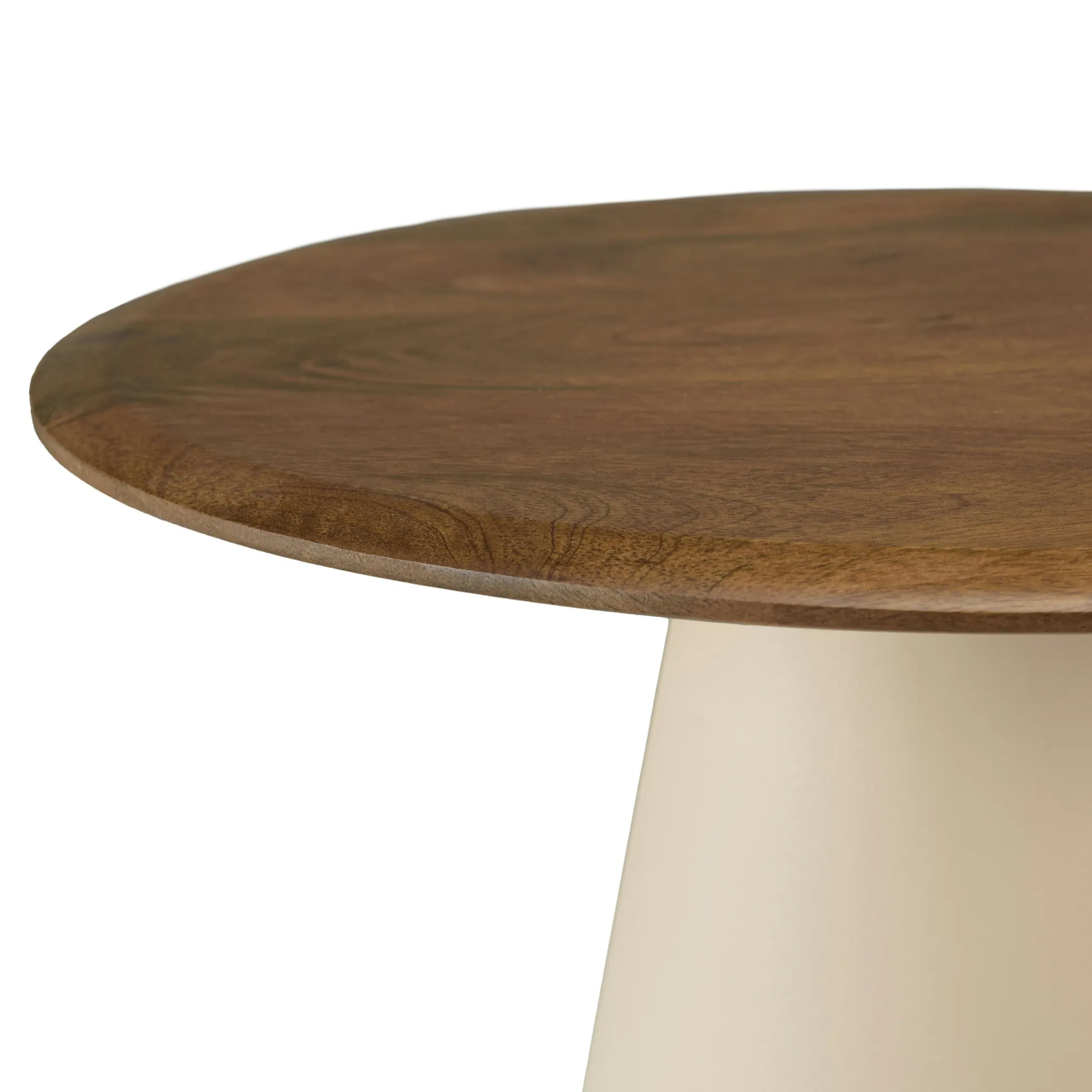 Table d'appoint 40 cm plateau en manguier pied ivoire TOSCA