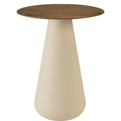 Table d'appoint 40 cm plateau en manguier pied ivoire TOSCA