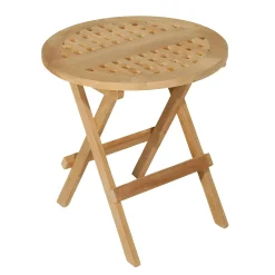 Table d'appoint de jardin en Teck ronde pliante 50cm SUMMER
