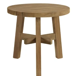 Table d'appoint de jardin ronde en bois de teck recyclé naturel D47 cm SANTO
