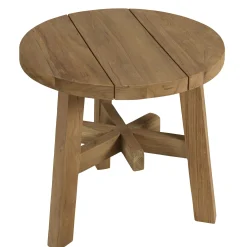 Table d'appoint de jardin ronde en bois de teck recyclé naturel D47 cm SANTO