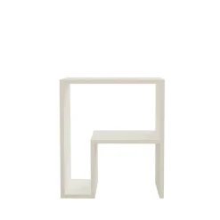 Table d'appoint design blanche, forme L avec rangement MARFA