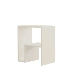 Table d'appoint design blanche, forme L avec rangement MARFA