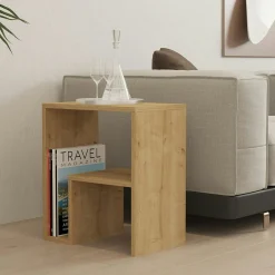 Table d'appoint design décor bois et forme en L MARFA