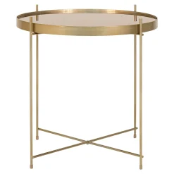 Table d'appoint design verre et effet laiton ø48 cm TULUM