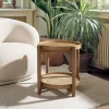 Table d'appoint en mindi 45.5cm avec tablette en rotin naturel TIVARO