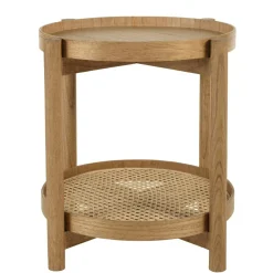 Table d'appoint en mindi 45.5cm avec tablette en rotin naturel TIVARO