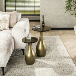 Table d’appoint en verre – antique dorée, 60 cm LAGUNA