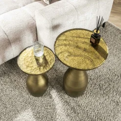 Table d’appoint en verre – antique dorée, 60 cm LAGUNA