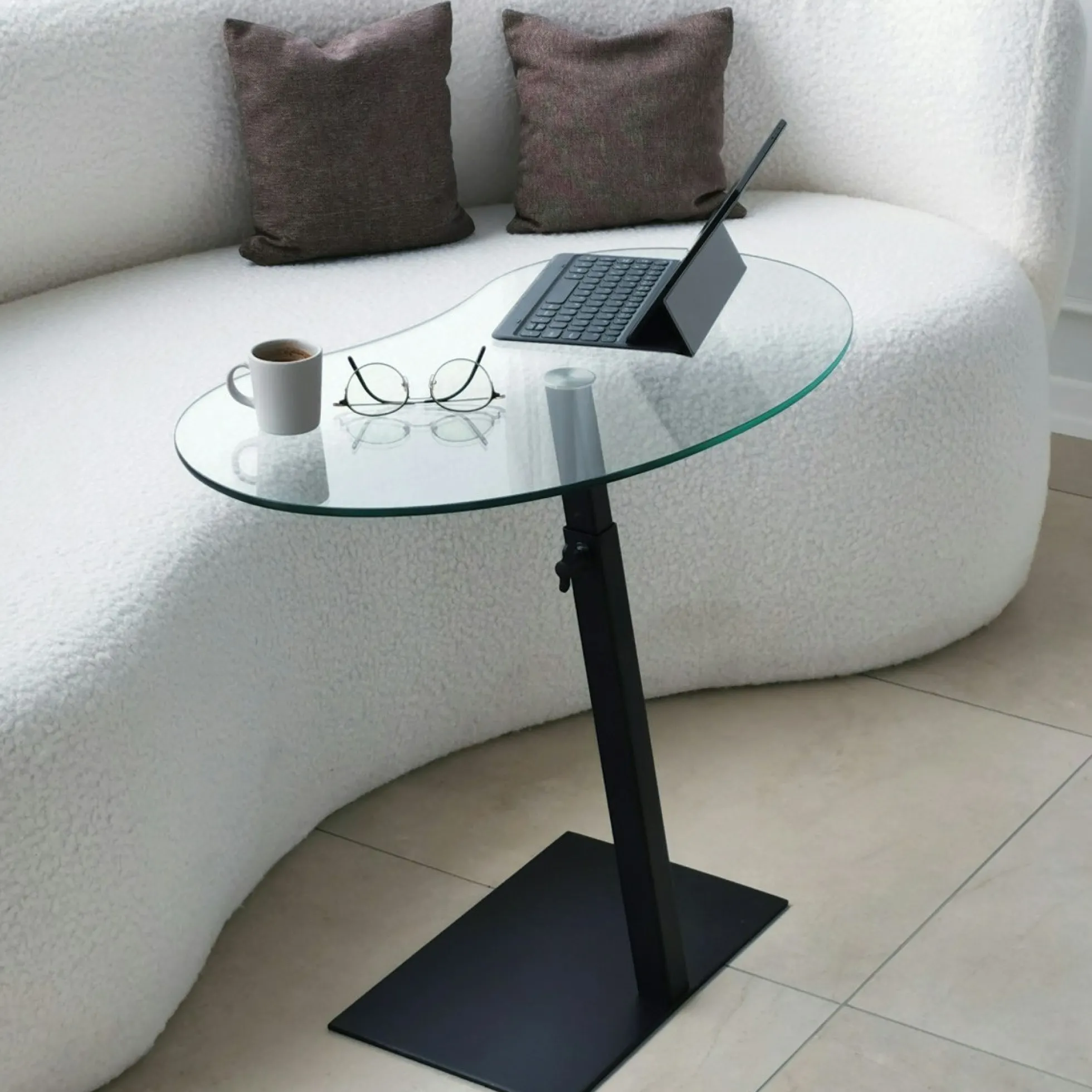 Table d'appoint en verre pour ordinateur, réglable TULUM