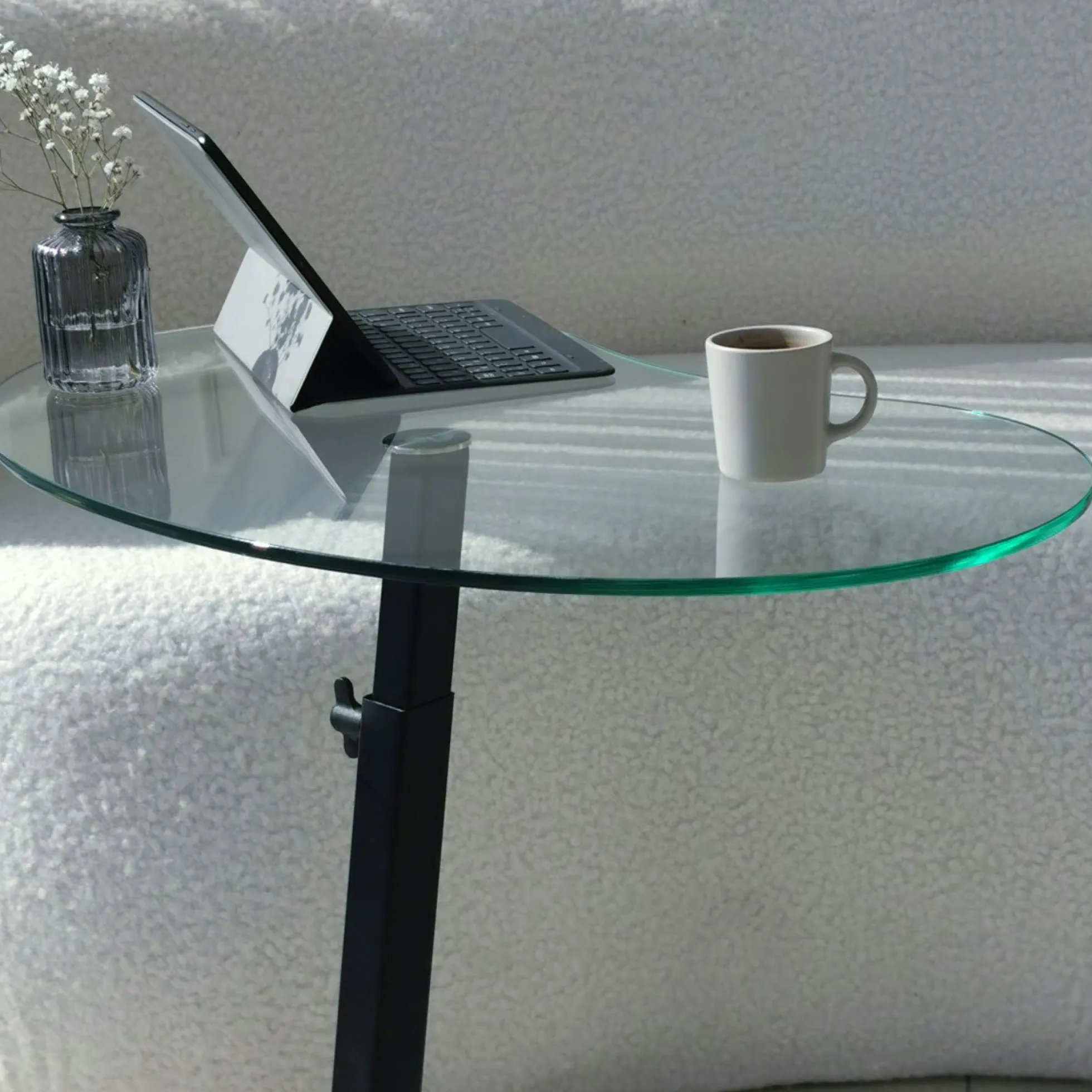 Table d'appoint en verre pour ordinateur, réglable TULUM