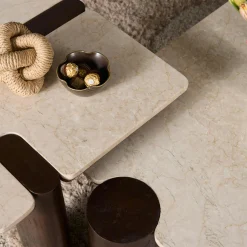 Table d'appoint marbre et bois style puzzle DUOMO