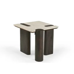 Table d'appoint marbre et bois style puzzle DUOMO