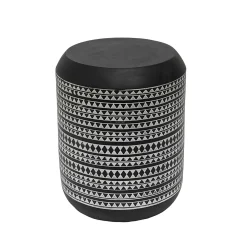 Table d'appoint noire à motifs ethniques MALMOE