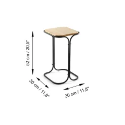 Table d'appoint noire - plateau en bois clair carré JENA