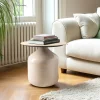 Table d'appoint plateau céramique et pied en fer beige ELORA