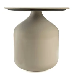 Table d'appoint plateau céramique et pied en fer beige ELORA