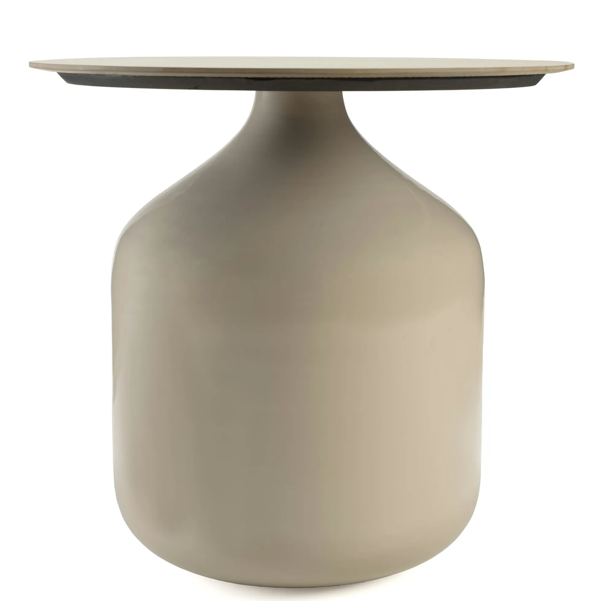 Table d'appoint plateau céramique et pied en fer beige ELORA