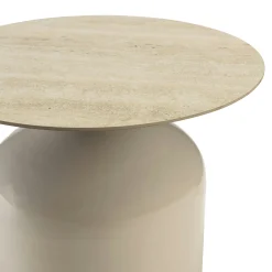 Table d'appoint plateau céramique et pied en fer beige ELORA
