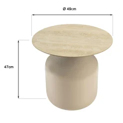 Table d'appoint plateau céramique et pied en fer beige ELORA
