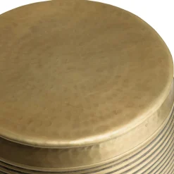 Table d’appoint ronde alu doré foncé strié style antique NADOR
