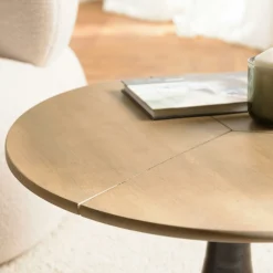 Table d'appoint ronde bois dessiné pied central ZALA