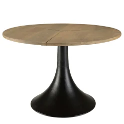 Table d'appoint ronde bois dessiné pied central ZALA