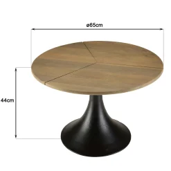 Table d'appoint ronde bois dessiné pied central ZALA