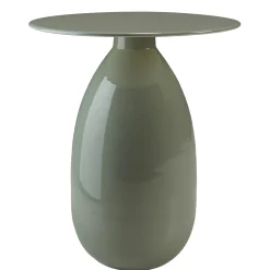 Table d'appoint ronde 40 cm en métal émaillé vert d'eau TOSCA