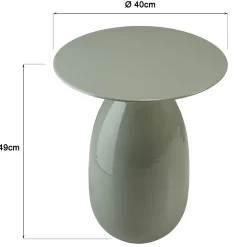 Table d'appoint ronde 40 cm en métal émaillé vert d'eau TOSCA