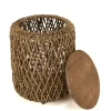 Table d'appoint ronde 38 cm fibre de coco et bois recyclé SWING