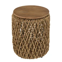 Table d'appoint ronde 38 cm fibre de coco et bois recyclé SWING