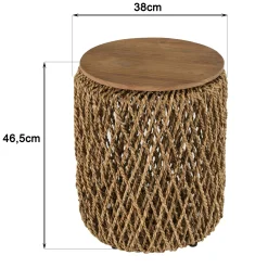 Table d'appoint ronde 38 cm fibre de coco et bois recyclé SWING