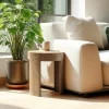 Table d'appoint ronde couleur naturelle design arrondi VELAR