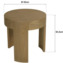 Table d'appoint ronde couleur naturelle design arrondi VELAR