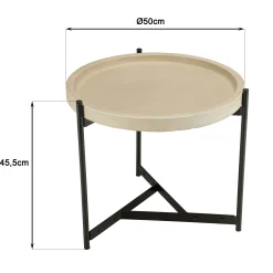 Table d'appoint ronde de jardin plateau béton beige pieds métal HERCULE