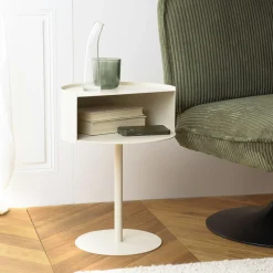 Table d'appoint ronde en acier beige CASTILLE