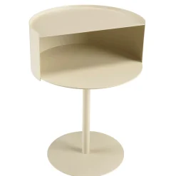 Table d'appoint ronde en acier beige CASTILLE