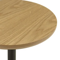 Table d'appoint ronde en bois couleur naturelle pied noir CASTILLE