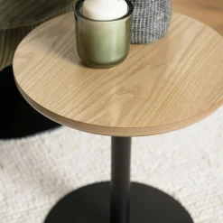 Table d'appoint ronde en bois couleur naturelle pied noir CASTILLE