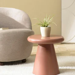Table d'appoint ronde en bois peint terracotta D40cm CASTILLE
