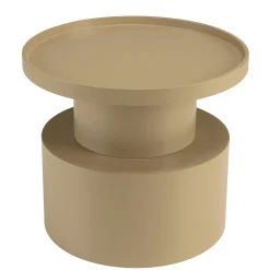 Table d'appoint ronde en bois peint taupe D45cm CASTILLE