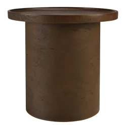 Table d'appoint ronde en béton marron D36cm CALVI