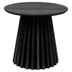 Table d’appoint ronde noire design pied rainuré AMSTERDAM